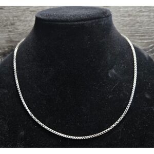 Vintage 925 Sterling Silver Italian Box Chain Necklace 2mm 20" Spring Ring Clasp